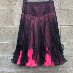 Asymmetrical Black and Pink Skirt